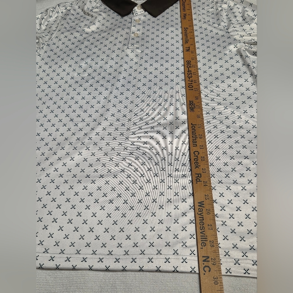Ppolaflon White With Green Accent Color And Design Polo Golf Shirt. Sz L - Picture 7 of 8